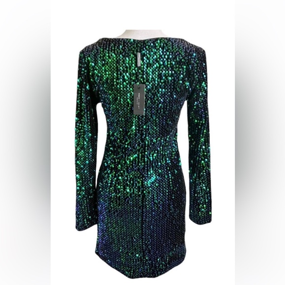 Romeo & Juliet Couture Green and Blue Sequin Dress - Picture 4 of 6
